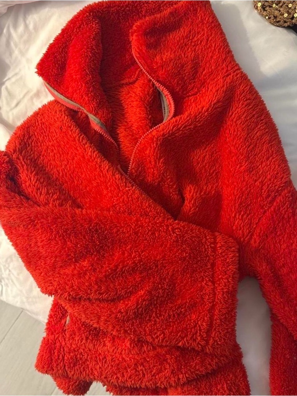 Cozy Red Sherpa Women's Zip Up Sweater